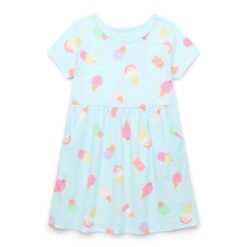 Garanimals Toddler Girl Print Skater Dress With Pockets - Blue Ice-cream