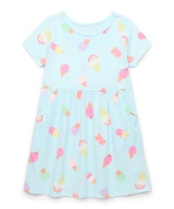 Garanimals Toddler Girl Print Skater Dress With Pockets - Blue Ice-cream