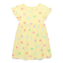 Garanimals Toddler Girl Print Skater Dress With Pockets - Yellow Hearts