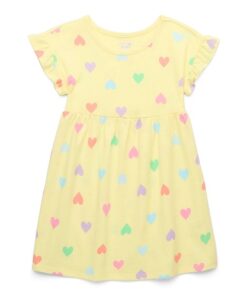 Garanimals Toddler Girl Print Skater Dress With Pockets - Yellow Hearts