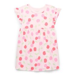 Garanimals Toddler Girl Print Skater Dress With Pockets - Pink Cherries