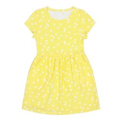 Wonder Nation Girls Short Sleeve Play Dress - Yellow Polka Dots