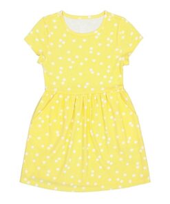 Wonder Nation Girls Short Sleeve Play Dress - Yellow Polka Dots