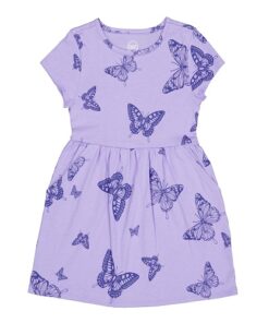 Wonder Nation Girls Short Sleeve Play Dress - Purple Butterfly