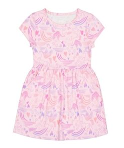 Wonder Nation Girls Short Sleeve Play Dress - Pink Pegasus