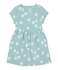 Wonder Nation Girls Short Sleeve Play Dress - Green Flowers