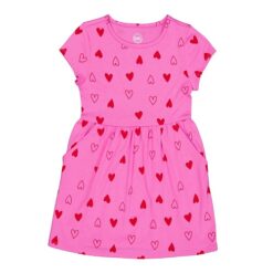 Wonder Nation Girls Short Sleeve Play Dress - Hot Pink Flowers