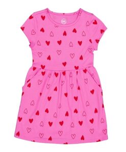 Wonder Nation Girls Short Sleeve Play Dress - Hot Pink Flowers