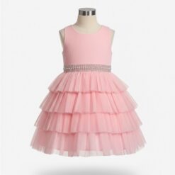 American Princess Girls Ruffles Tiered Special Occasion Dress- Pink