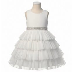 American Princess Girls Ruffles Tiered Special Occasion Dress- White