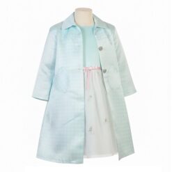 Purple Rose Girl's 2-Piece Aqua Houndstooth Jacket & Floral Tulle Dress Set