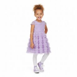 Kensie Girls Ruffle Mesh Special Occasion Dress - Lilac