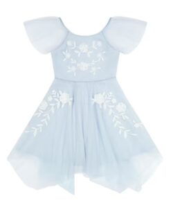 Kensie Girl Short Sleeve Embroidered Mesh Special Occasion Dress - Blue