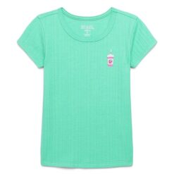 365 Kids Girls Pointelle Short Sleeves T-shirt - Green