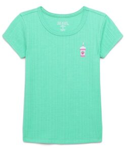 365 Kids Girls Pointelle Short Sleeves T-shirt - Green