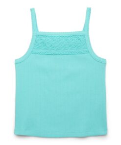 Wonder Nation Girls Crotchet Trim Tank Top - Blue