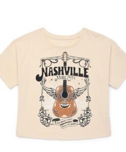 Wonder Nation Girls Cropped, Short Sleeve, Graphic T-Shirt - Cream