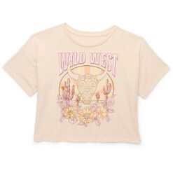 Wonder Nation Girls Cropped, Short Sleeve, Graphic T-Shirt - Wild West