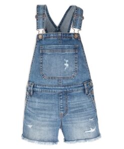 Wonder Nation Girls Denim Shortall - Blue Destruct Pinafore