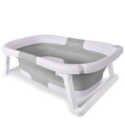 Hopscotch Lane Deluxe Foldable Baby Bathtub - Soft Gray for Infants and Toddlers 6+ Months