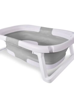 Hopscotch Lane Deluxe Foldable Baby Bathtub - Soft Gray for Infants and Toddlers 6+ Months
