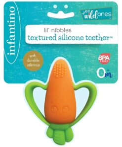 Infantino Lil' Nibbles Soft Baby Teether for Newborns & Toddlers 6-12 Months Unisex, Carrot