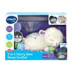 VTech Baby 3-in-1 Starry Skies Sheep Soother Plush for Babies & Kids, White/Blue