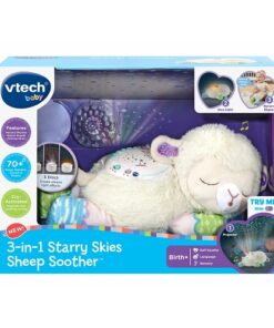 VTech Baby 3-in-1 Starry Skies Sheep Soother Plush for Babies & Kids, White/Blue