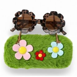 Wonder Nation Girls Flower Shaped Sunglasses With Plush Carrying Purse
