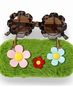 Wonder Nation Girls Flower Shaped Sunglasses With Plush Carrying Purse