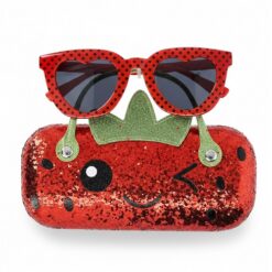Wonder Nation Girls Strawberry Sunglasses With Glittery Carrying Purse - Red