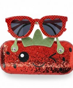 Wonder Nation Girls Strawberry Sunglasses With Glittery Carrying Purse - Red