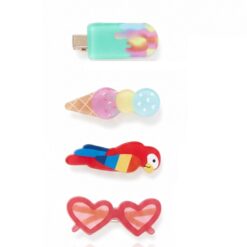 Wonder Nation Girls' 4-Piece Summer Fun Hair Clips - Multicolor