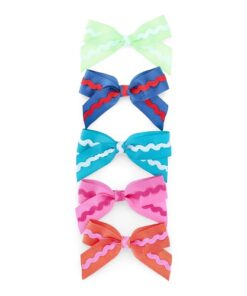 Wonder Nation Girls Ric Rac Salon Bow Hair Clips, 5-Pack, Multicolor