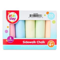 Play Day Washable Sidewalk Chalk, 20 Pieces, Assorted Colors