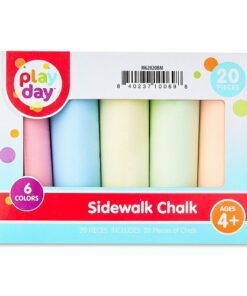 Play Day Washable Sidewalk Chalk, 20 Pieces, Assorted Colors