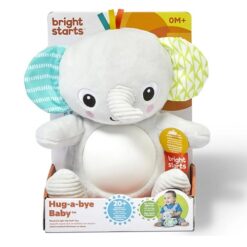 Bright Starts Hug-a-Bye Baby Elephant Stuffed Animal Dual-Mode Soft Toy Soother, Gray