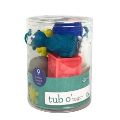 Infantino Tub O' Toys Textured Balls, Blocks and Animal Pals, 0-12 Months, 9-Piece Set, Multicolor