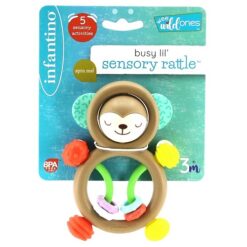 Infantino Busy Lil' Sensory Monkey Rattle, 3-12 Months, Multicolor