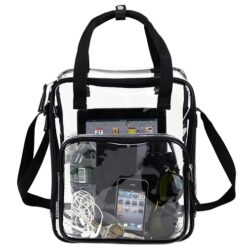 Eastsport Unisex Clear Double Handle Stadium Approved Tote Bag, Black Trim