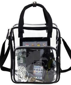 Eastsport Unisex Clear Double Handle Stadium Approved Tote Bag, Black Trim
