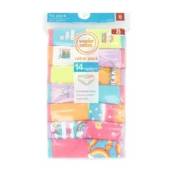 Wonder Nation Girls Hipster Cotton Underwear 14-Pack, Sizes 4-18 Unicorn