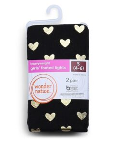 Wonder Nation Girls Patterned Legging, 2-Pack, Sizes S-XL - Black Heart