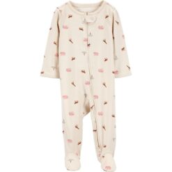 Carter's Child of Mine Baby Girl Sleep 'n Play, One-Piece - Cream Safari