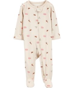 Carter's Child of Mine Baby Girl Sleep 'n Play, One-Piece - Cream Safari