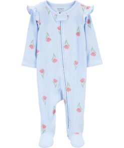Carter's Child of Mine Baby Girl Sleep 'n Play, One-Piece - Blue Pink