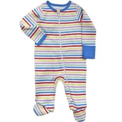 Wonder Nation Baby Gender Neutral Zip Front Footed Sleep N Play Pajamas, Sizes Preemie-6/9 Months- Stripes