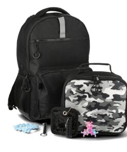Wonder Nation Kids Unisex Sensory 17" Backpack with Lunch Box, Black & Camo