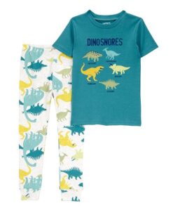 Carter's Child of Mine Girls Baby and Toddler Pajama Set, 12M-5T- Teal Dino