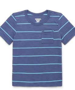 Garanimals Toddler Boy Short Sleeve Stripe Pocket T-Shirt, Sizes 18M-5T -N.Blue
